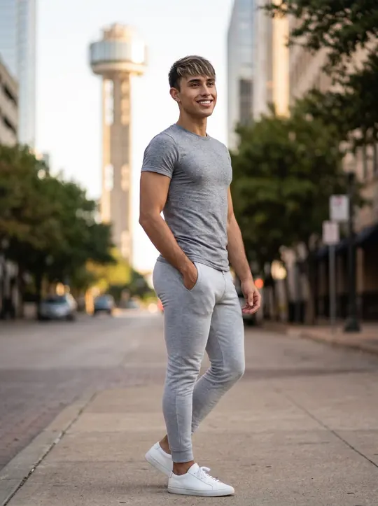 Zack Presas — Dallas personal trainer and on-site resident fitness event host, photographed in Downtown Dallas